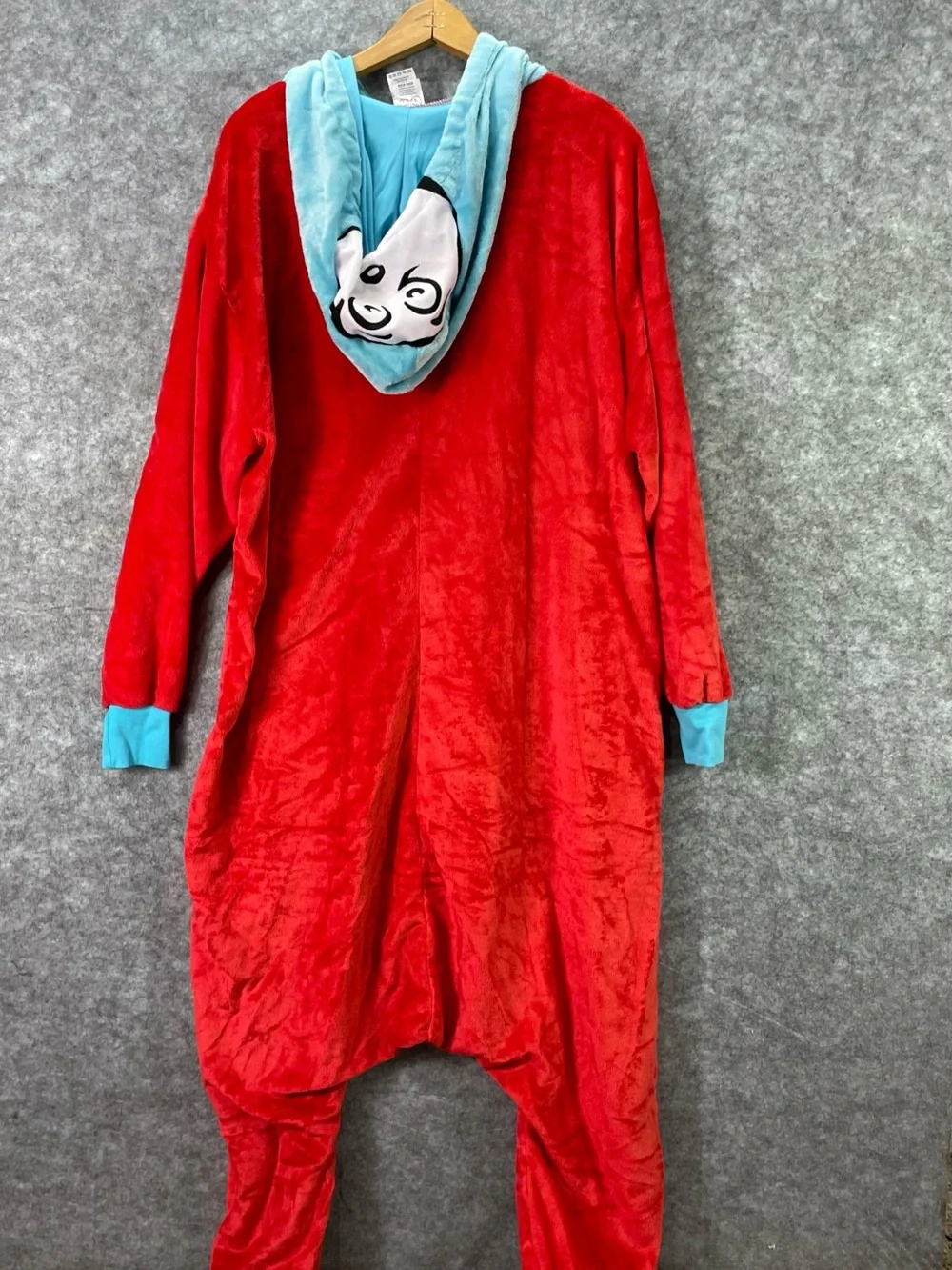 Dr Seuss Thing 1 Thing 2 Hooded Plush Adult Costume Jumpsuit Once Size Spirit - Picture 7 of 14